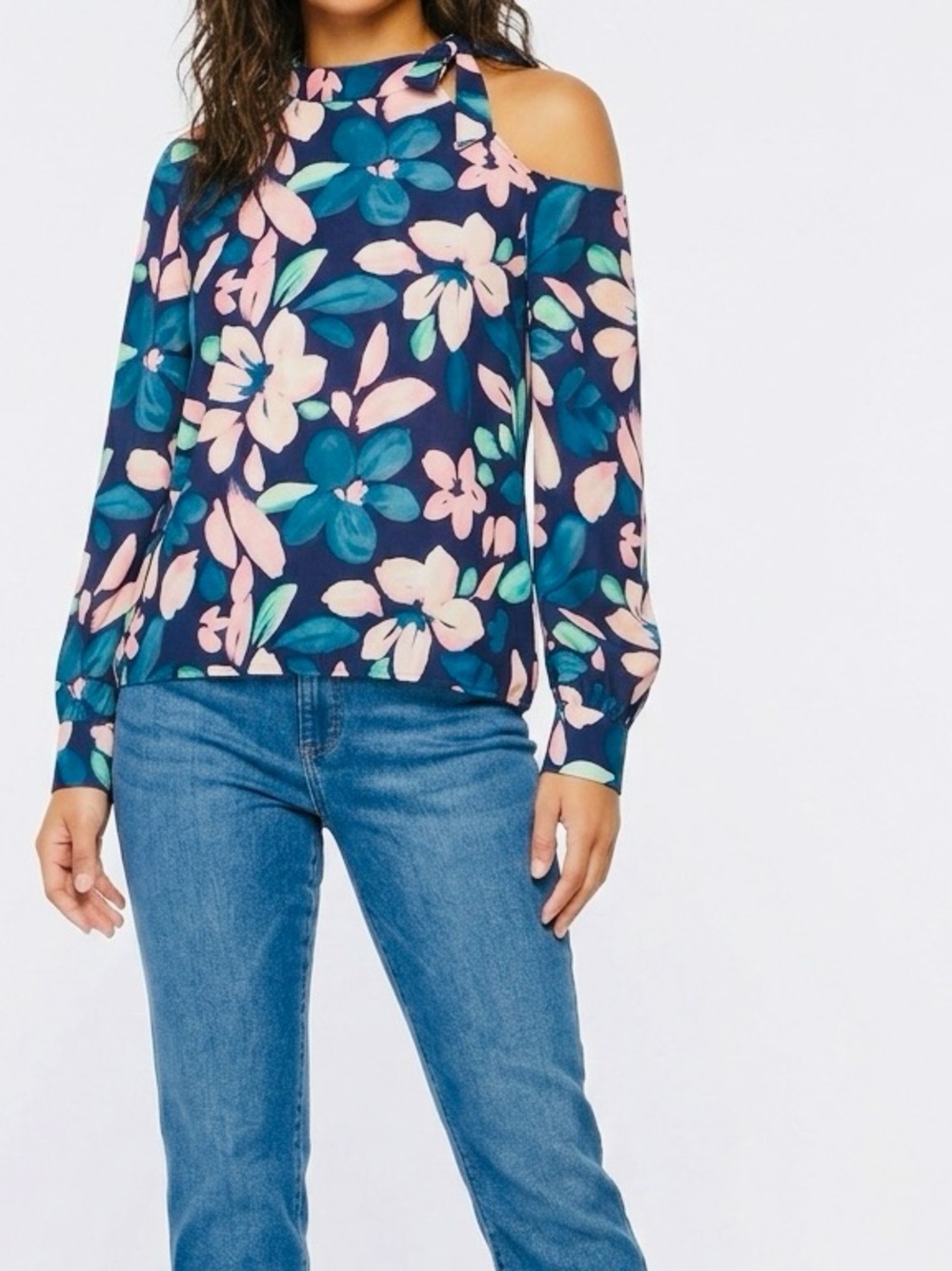 OCTAVIA Tie Neck Floral Blouse Women’s Top - Picture 3 of 14